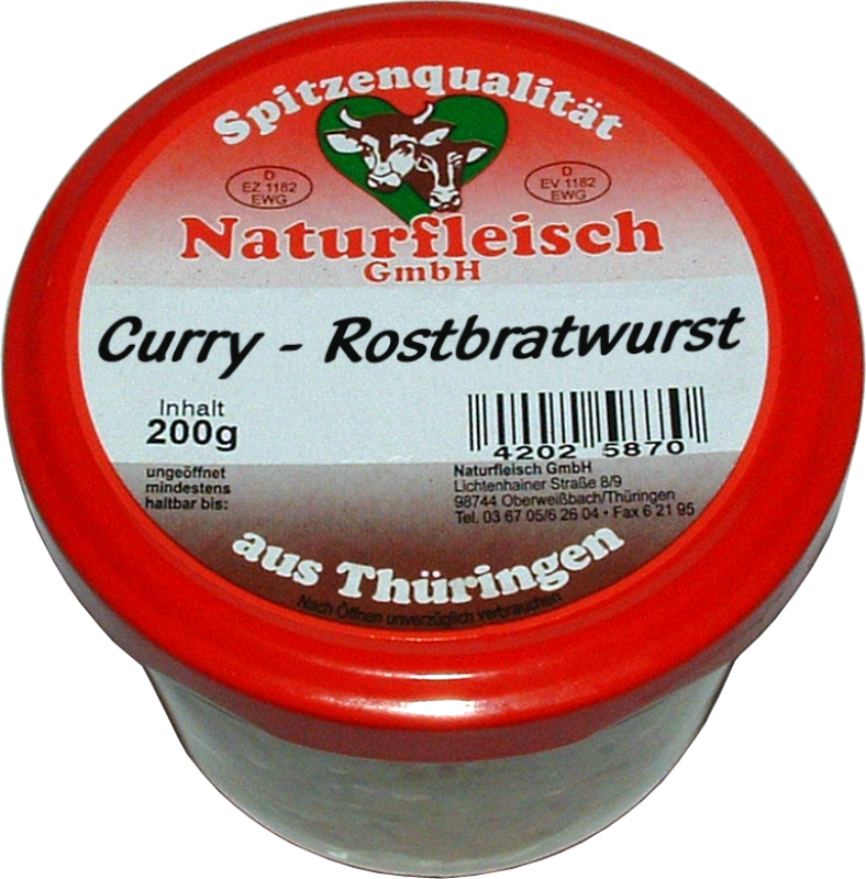 Original Thüringer Curry-Bratwurst im Glas, 200 g Original Thüringer Curry-Bratwurst im Glas, 200 g